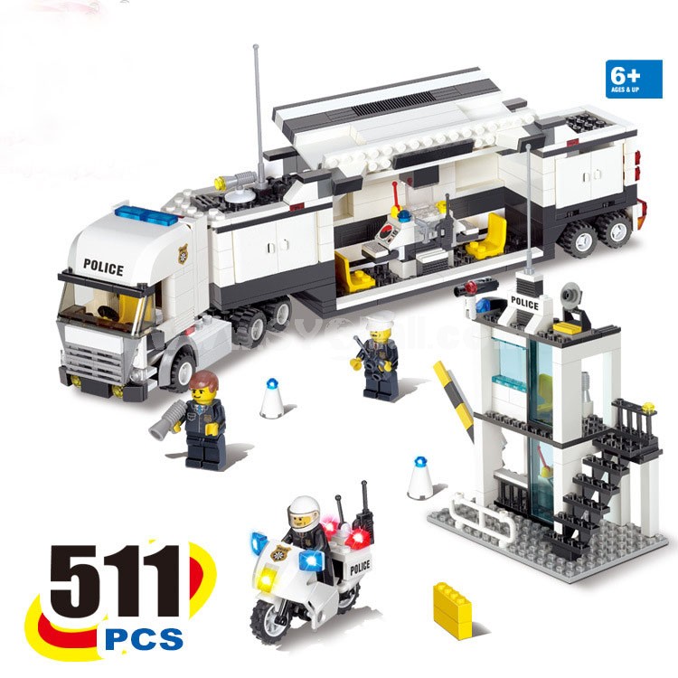 DIY Police Cars Assembly Blocks Figure Toy 
