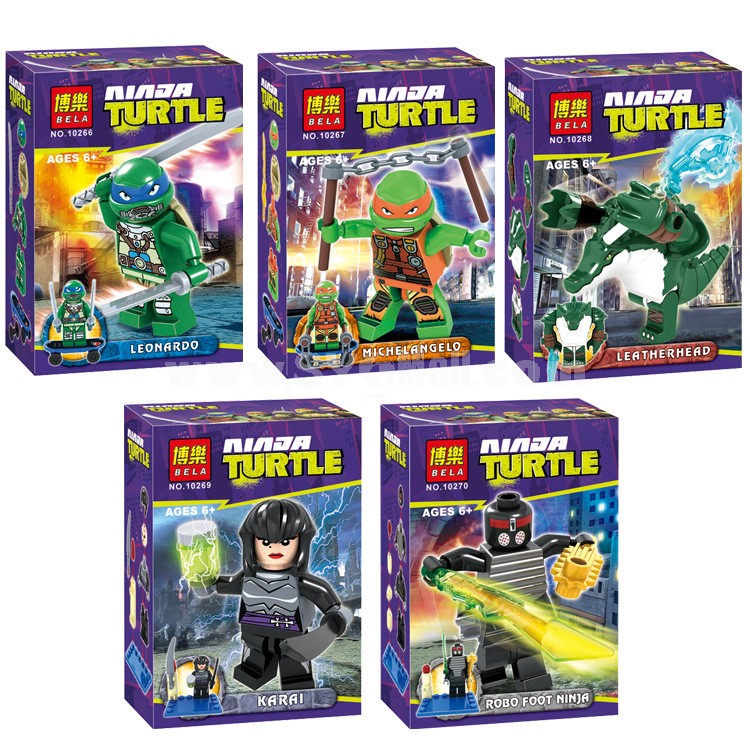 DIY Teenage Mutant Ninja Turtles Assembly Blocks Figure Toys 5Pcs Set MN245