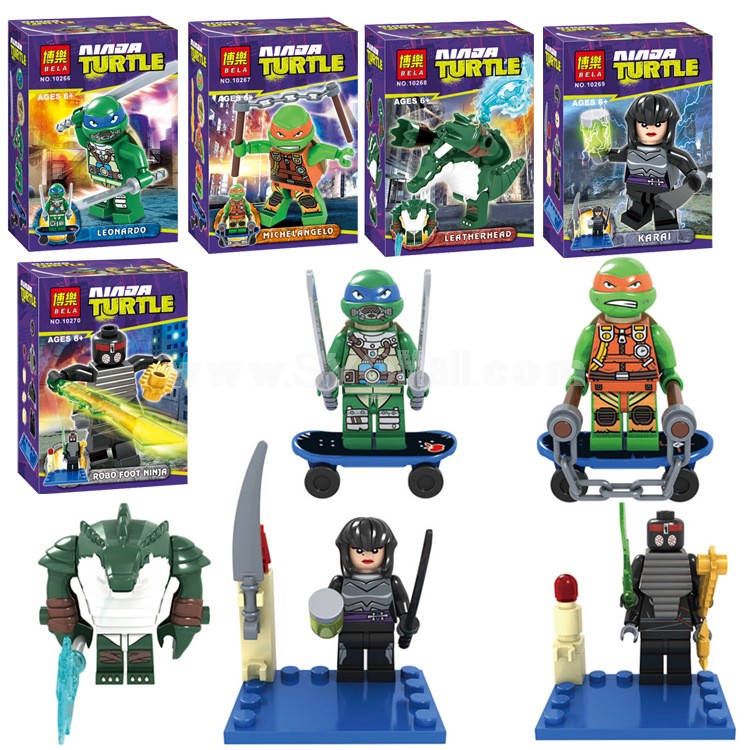 DIY Teenage Mutant Ninja Turtles Assembly Blocks Figure Toys 5Pcs Set MN245