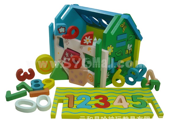 Wooden Toy House Geometry Home Disassembling Combination Education Toy