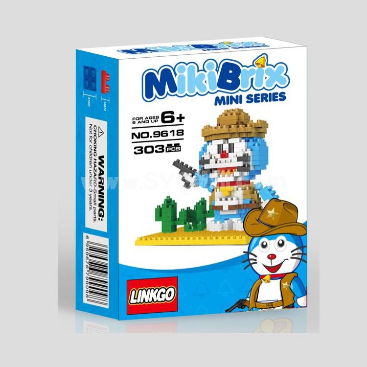LinkGo DIY Diamond Mini Blocks Figure Toy Doraemon West Cowboy 303Pcs 9618