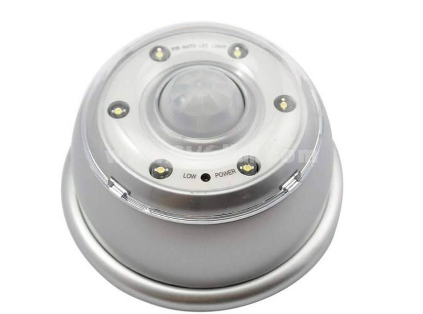 Motion Activated Auto PIR 6-LED Illumination Lamp - Silvery