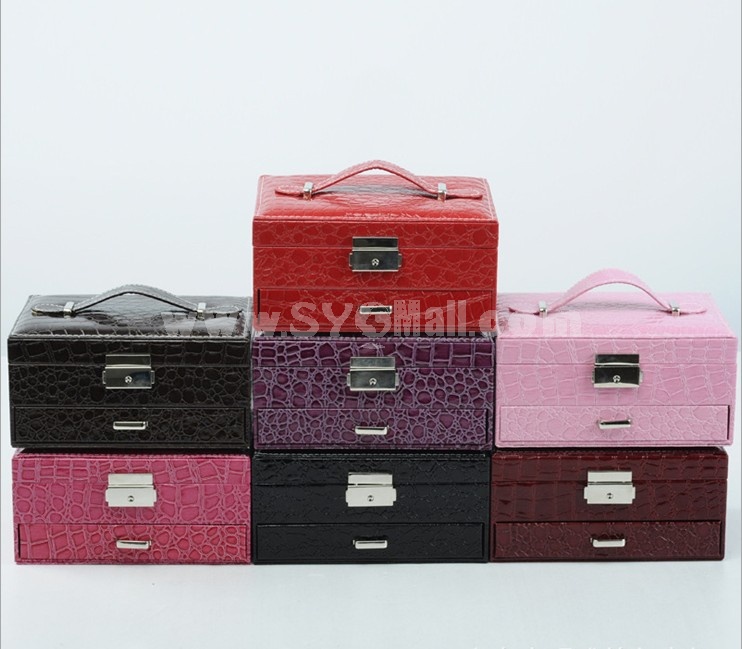 GUANYA Crocodile Leather Multilayer Jewel Box (634-59)