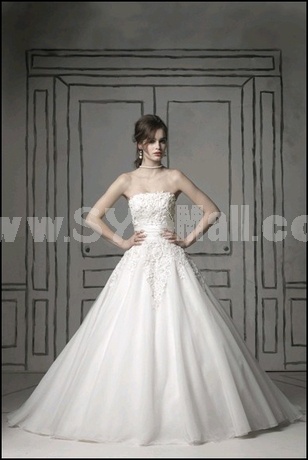 MTF Strapless Luxurious A-line Ball Gown Wedding Dress S900