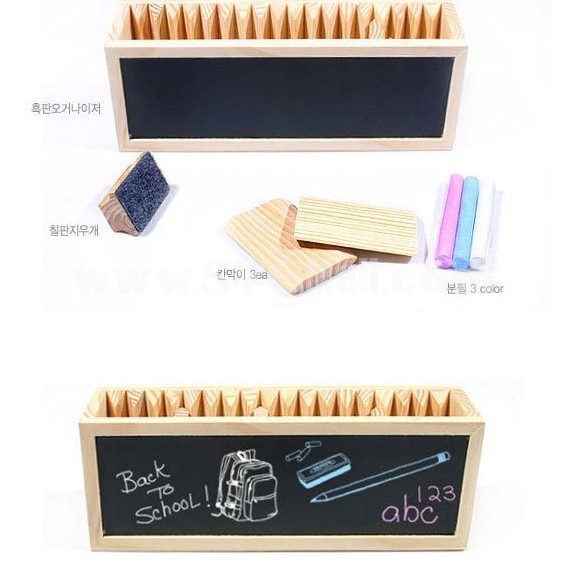 Durable Slot Type Double Use Brush Pot with Magnet Wood Message Board