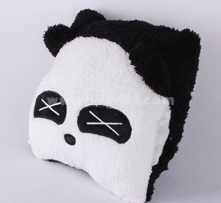 Lovely Cartoon Square Face Panda Shape Hand Warm Stuffed Pillow