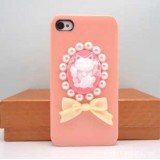 Handmade Lovely Cat Rhinestone Case for iPhone 4/4s