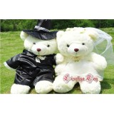 Cute & Novel Romantic Couple Bears Wedding Dress PP Cotton Stuffed/Plush Toy 2PCS 40CM Tall