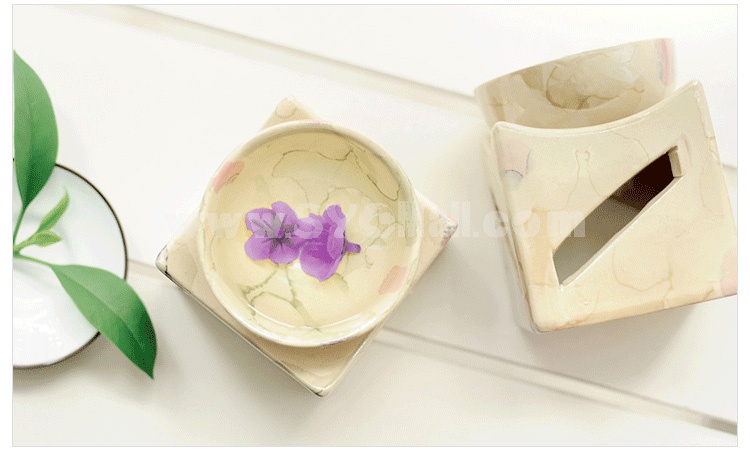 Delicate Hollow Glazed Ceramic Furnace Essential Oil Bowl Shape (L910)