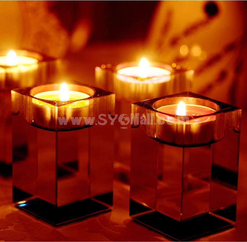 Square Crystal Glass Candleholder 2 Colors 