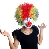Halloween/Christmas Masquerade Mask Custume Mask - Plastic Simple Clown Mask with Afro-look Wig