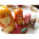 5pcs Russian Nesting Doll Handmade Wooden Cute & Novel Cartoon Animals