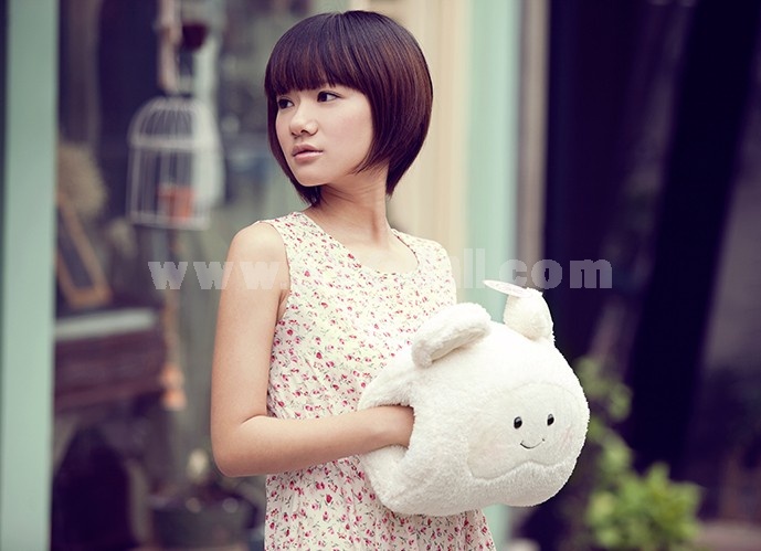 27cm/10.6" Cute White Bear Hand Warmer Stuffed Pillow