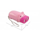 Cute & Novel Piggy Hand Squeeze Flashlight with Double LED and Lanyard, Random Color