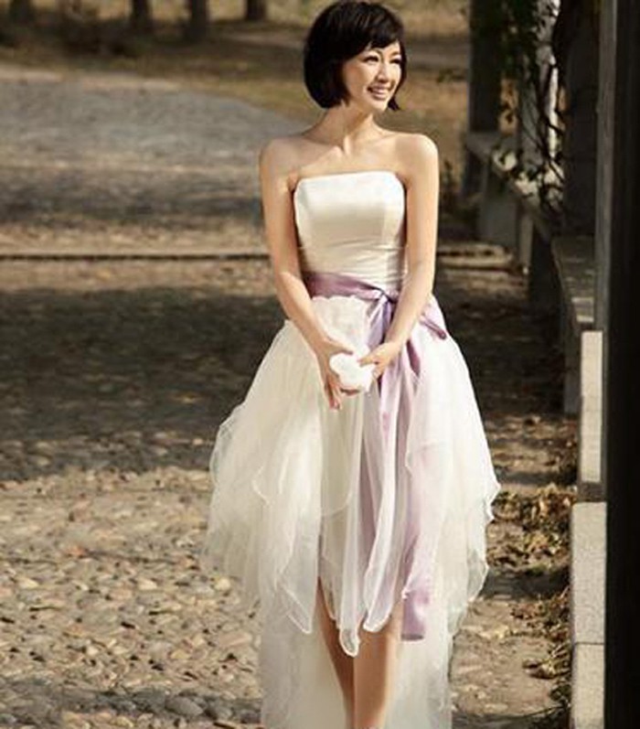 MTF Strapless Korea A-line Asymmetrical Sash Party Dress S981